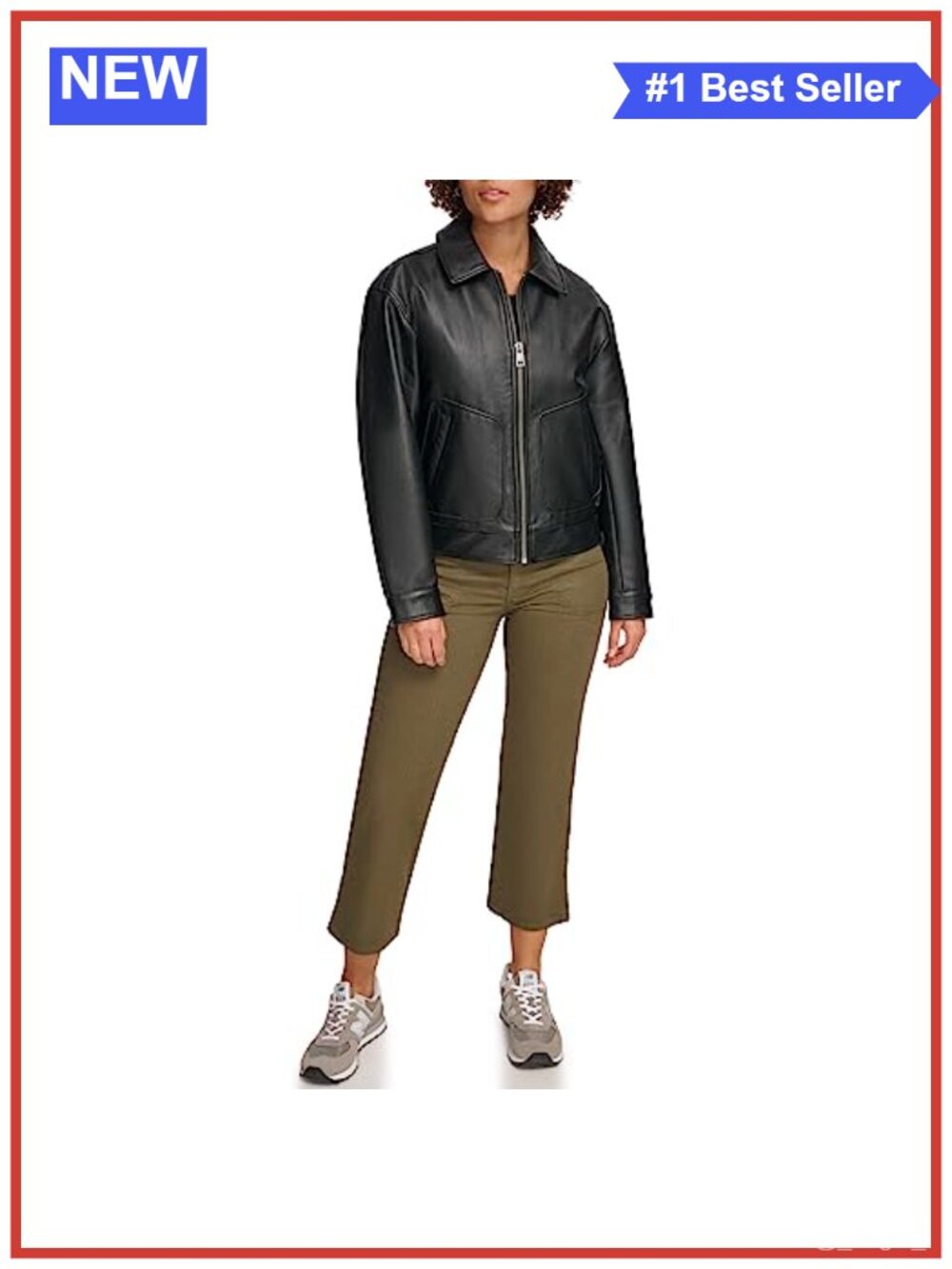 Faux Leather Lightweight Dad Bomber Jacket Relaxed Fit Zip Closure